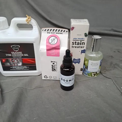 APPROXIMATELY 15 ASSORTED HOUSEHOLD PRODUCTS TO INCLUDE TIRE DRESSING GEL, ROOM MIST, WASHING UP LIQUID ETC