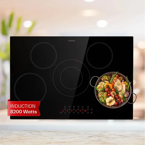 BUILT-IN ELECTRIC HOB, 5 ZONES, FLEXIBLE HOB PLATES, 8200 W, GLASS CERAMIC, BLACK