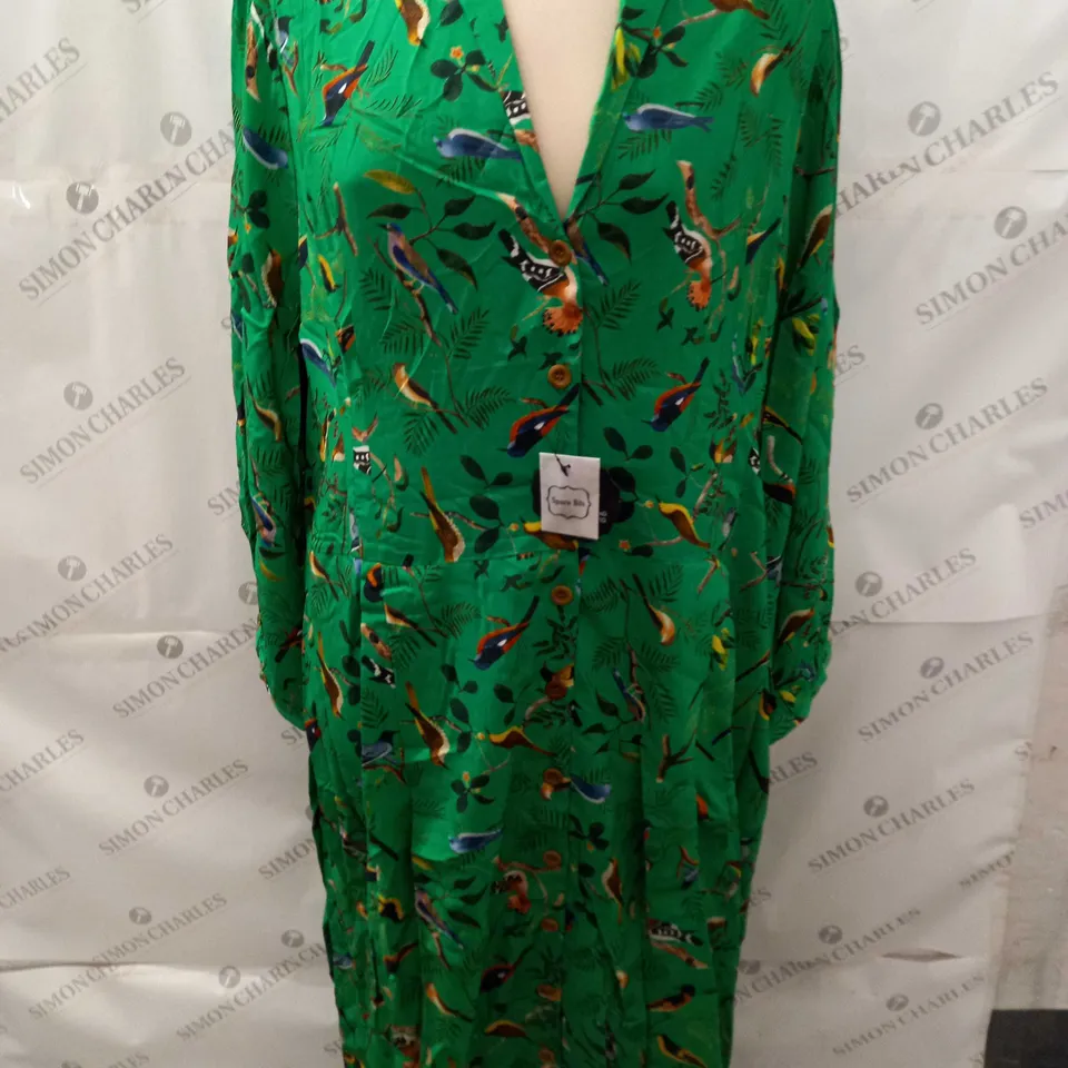 JOANIE BARBARA BIRDS GREEN DRESS - UK 22