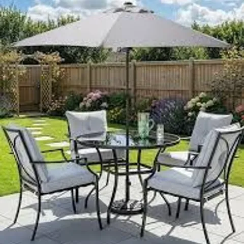 BOXED SEVILLE 6 PIECE CUSHIONED DINING SET (3 BOXES)