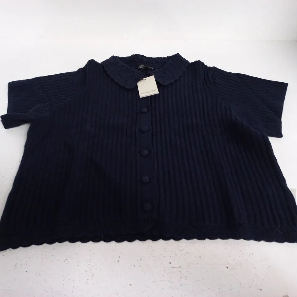 NOBODY'S CHILD CROCHET COLLAR SHIRT – NAVY – UK L