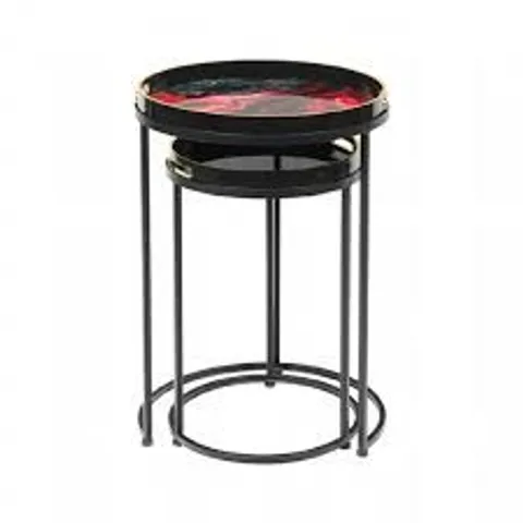 BRAND NEW SET OF 2 OLIN NESTING TABLES RED AND BLACK