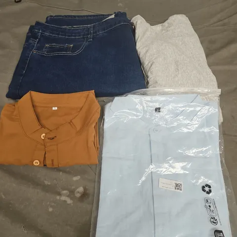 APPROXIMATELY 20 ASSORTED CLOTHING PRODUCTS IN VARIOUS STYLES & SIZES TO INCLUDE PANTS, T-SHIRTS, DRESSES ETC