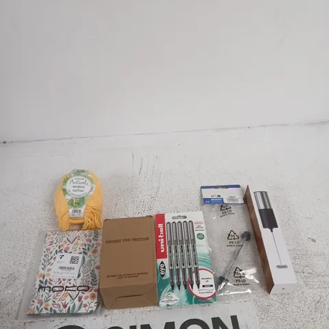 TOTE OF APPROXIMATELY 10 ASSORTED ITEMS INCLUDING AN ASSISTANT FROTHER, OXFORD A/KEY SKEWER AND EYE UNIBALL ROLLERBALL