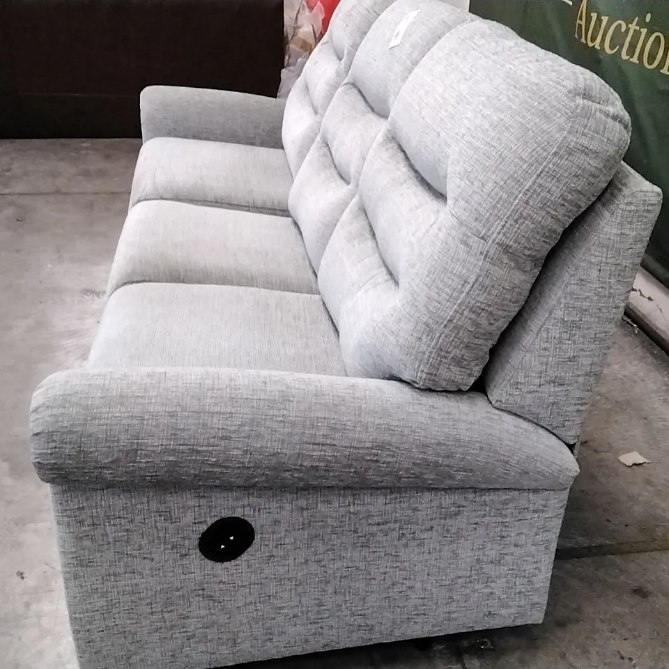 QUALITY BRITISH DESIGNER G PLAN MANUFACTURED HOLMES 3 SEATER MANUAL RECLINER DBL SOFA - FARROW ICE FABRIC 