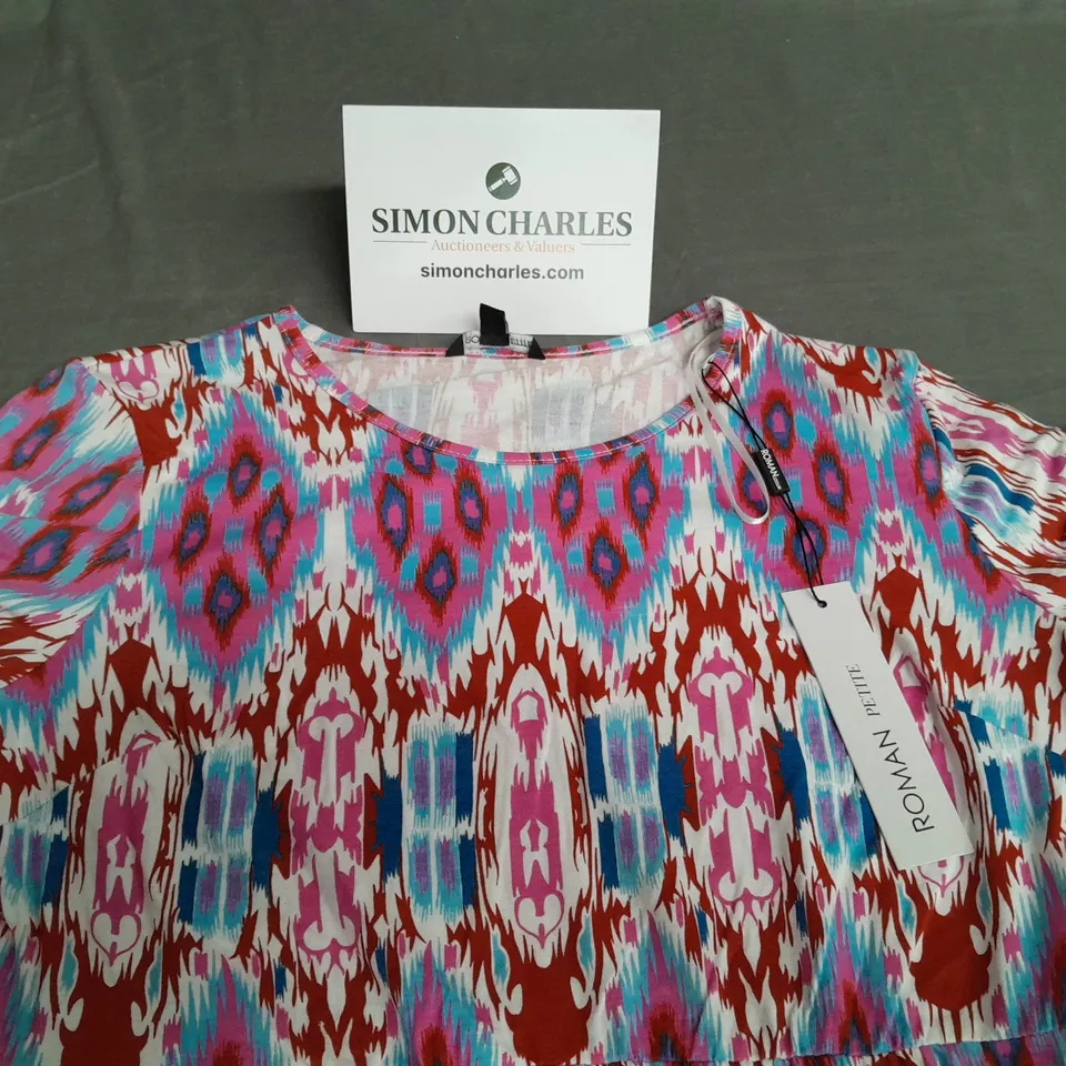 ROMAN PETITE ABSTRACT GATHERED DRESS - 14
