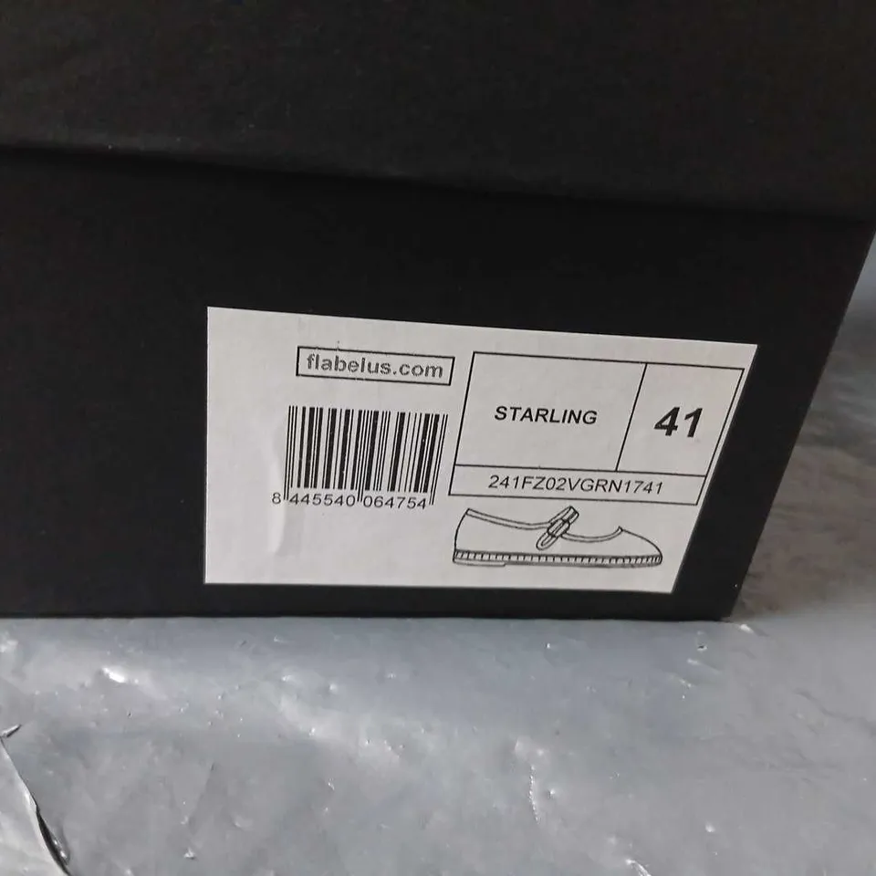 FLABELUS STARLING OLIVE GREEN SUEDE MARY JANE FLATS – UK 8 (EU 41)