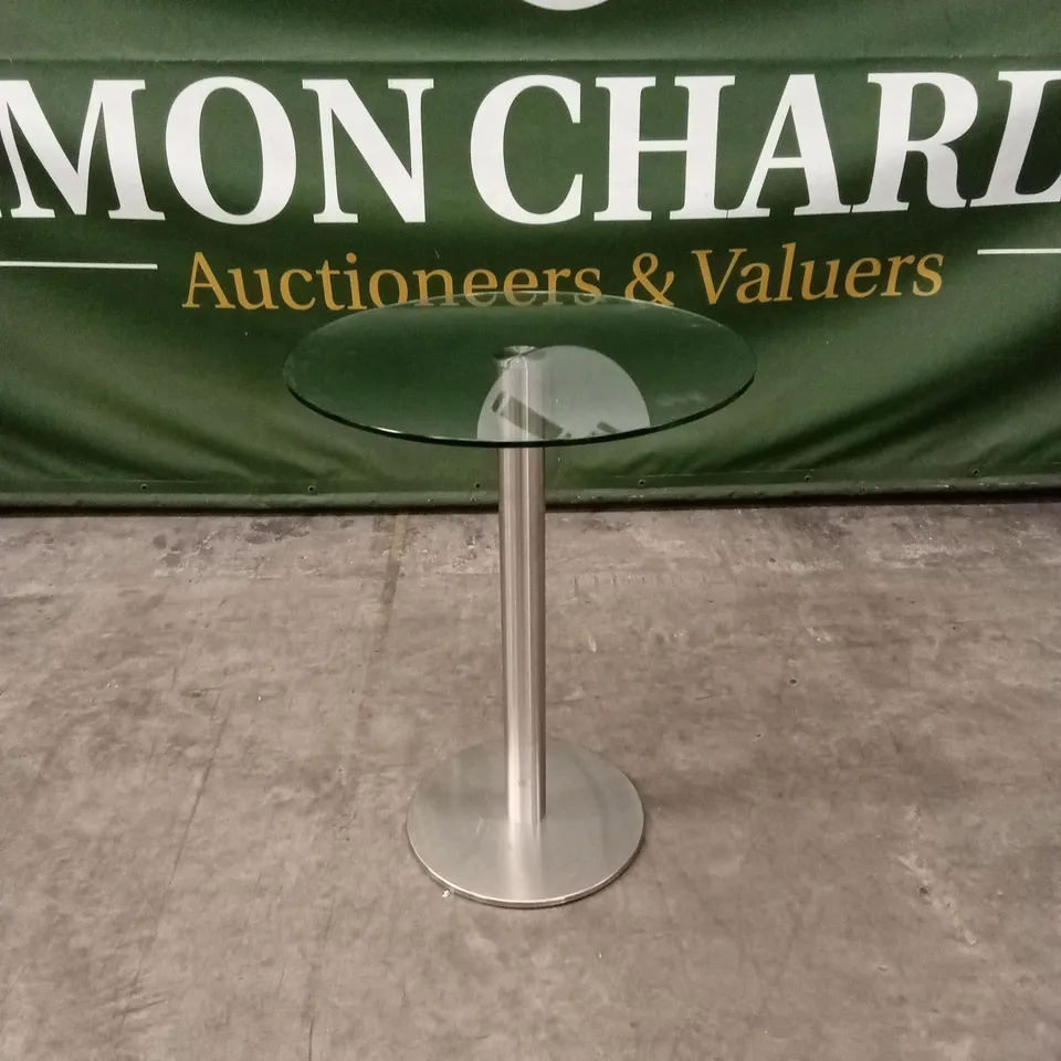 QUALITY DESIGNER BESPOKE ROUND GLASS TOP BAR TABLE