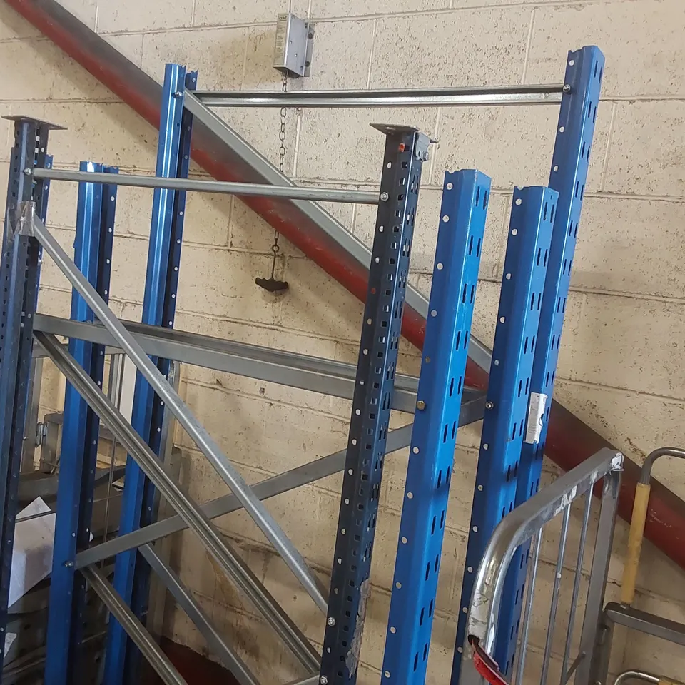 ASSORTED METAL WAREHOUSE RACKING FRAME PARTS (4 PIECES)