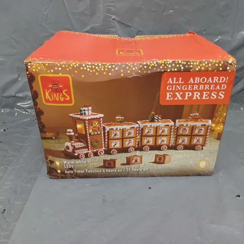 BOXED THREE KINGS GINGERBREAD TRAIN LIGHT UP ADVENT CALENDAR