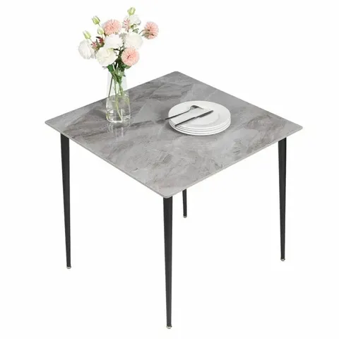 BOXED SQUARE MARBLE DINING TABLE SINTERED STONE KITCHEN TABLE 80X80CM