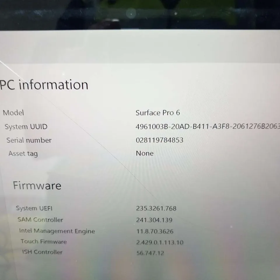 MICROSOFT SURFACE PRO 6 256GB 1796