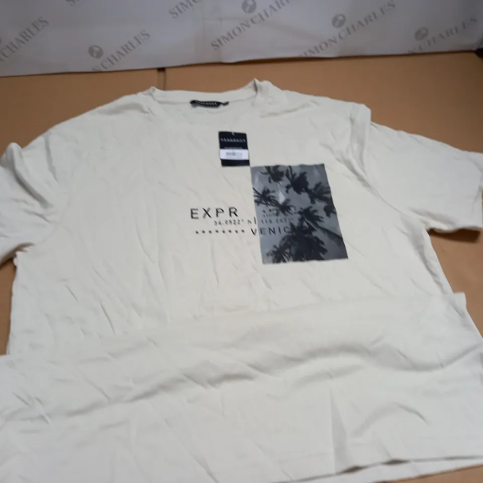 PEACOCKS CREAM T-SHIRT - L