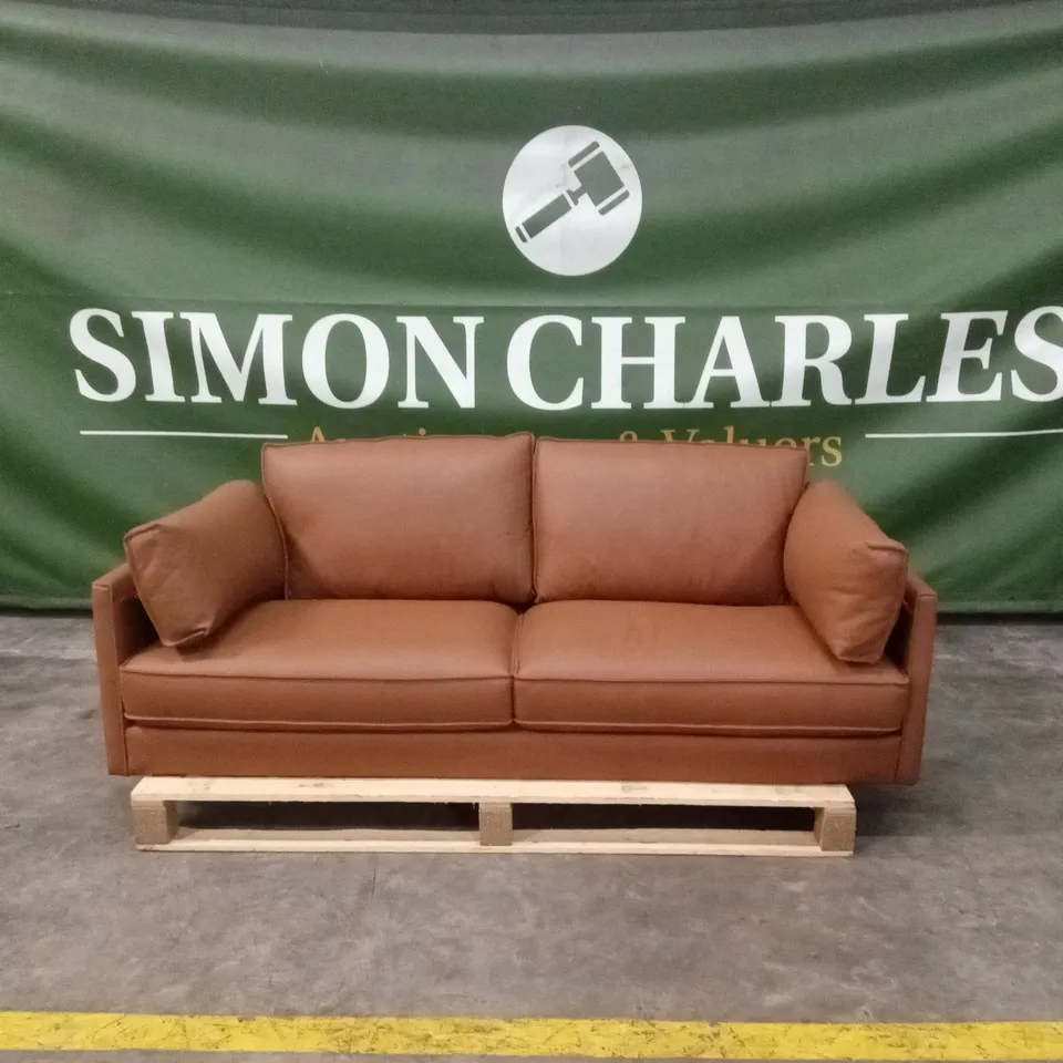 SASHA 3 SEATER LEATHER/FAUX LEATHER SOFA - TAN RRP £1199
