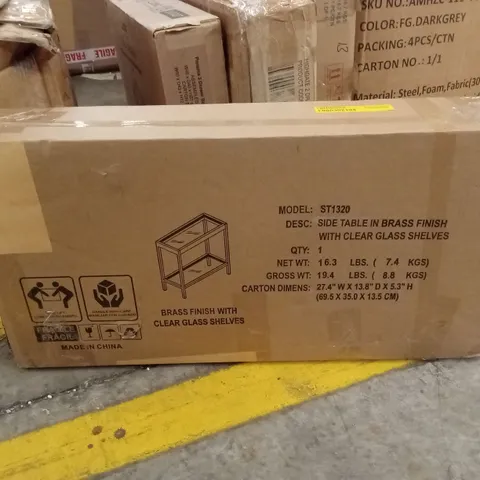 BOXED SIDE TABLE IN BRASS FINISH (1 BOX)