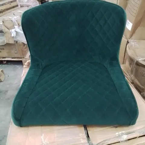 A BOXED PAIR OF RACING GREEN SOFT VELVET UPHOLSTERED SIDE CHAIRS/STOOLS