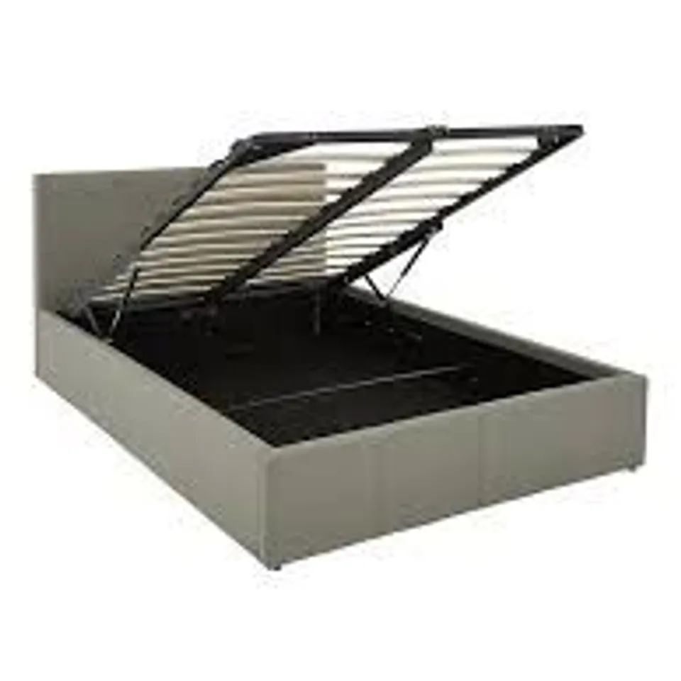 BOXED HARTFORD FAUX LEATHER KING-SIZE BEDFRAME IN GREY - 2OF2 BOXES