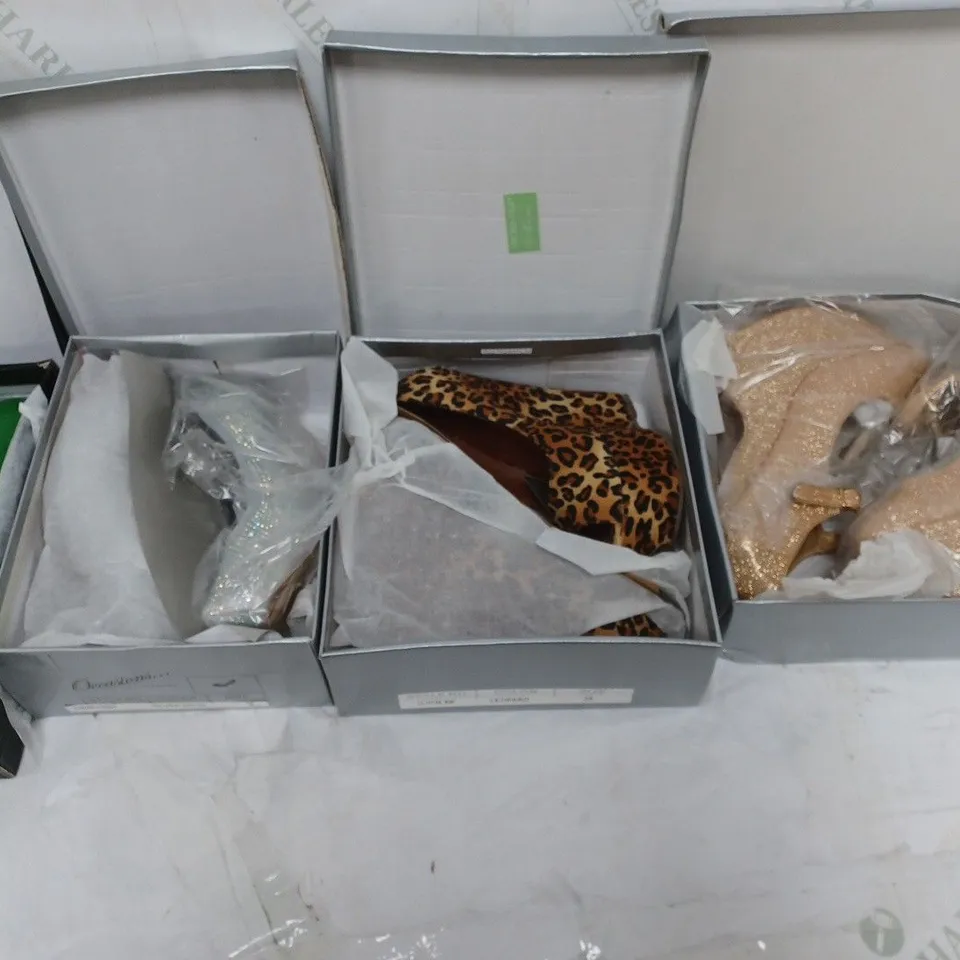 LARGE BOX OF APPROXIMATELY 10 ASSORTED BOXED SHOES TO INCLUDE BOOTS AND HEELS ETC.