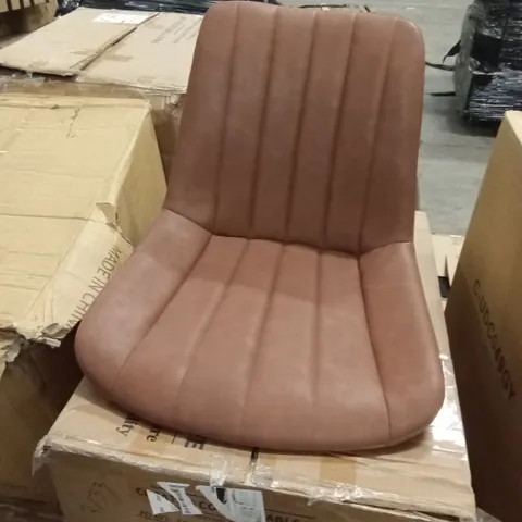 BOXED SET OF 2 BROWN FAUX LEATHER DINING CHAIRS