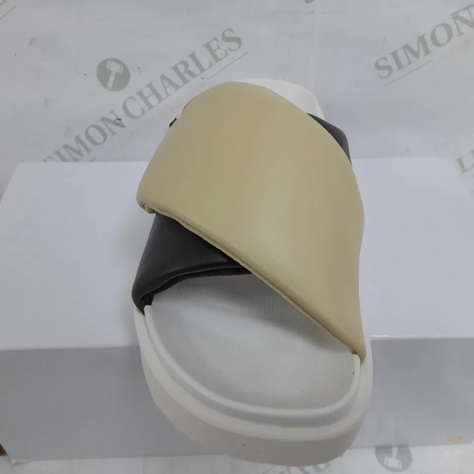 BOXED PAIR OF NIKE JORDANS WOMENS SOPHIA SLIDE IN WHITE/BLACK - UK 5.5