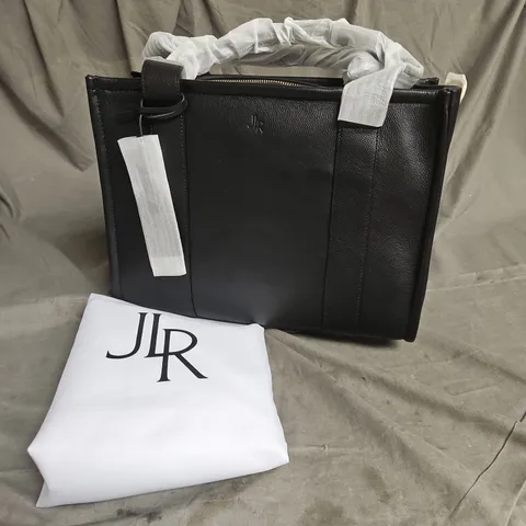 JLR LONDON MAXI TAYLOR LUXE LEATHER TOTE BAG IN BLACK