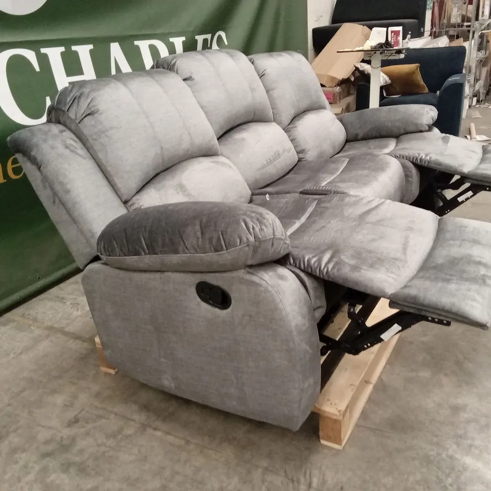 ALAIYNA 3 SEATER WIDE HOME THEATER MANUAL RECLINER SOFA - GREY