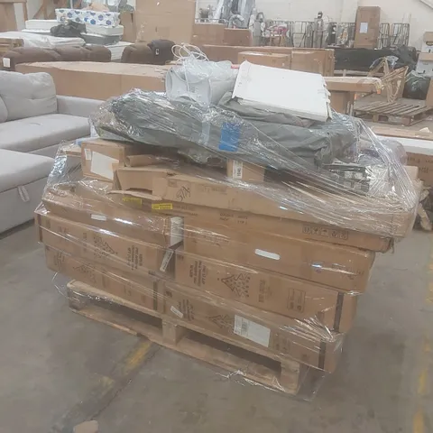 PALLET OF ASSORTED HOUSEHOLD GOODS AND INCOMPLETE FURNITURE PARTS 