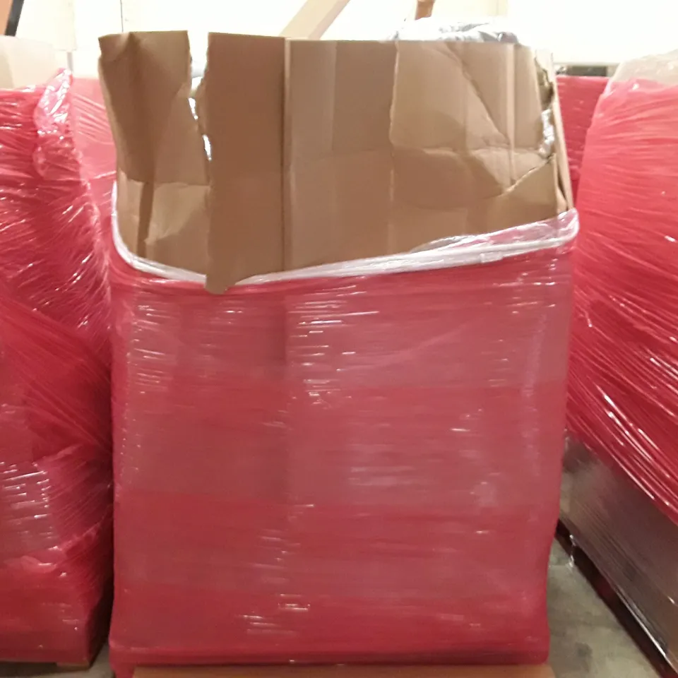 PALLET TO CONTAIN AN ASSORTMENT OF HOUSEHOLD ITEMS TO INCLUDE CUSHIONS, WINDOW FILM AND ADJUSTABLE FURNITURE LEGS ECT