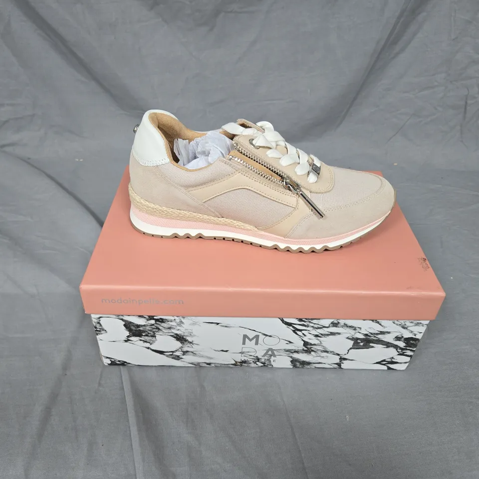 MODA IN PELLE WOMEN'S BEIGE TRAINERS WITH SIDE ZIP EU SIZE 37