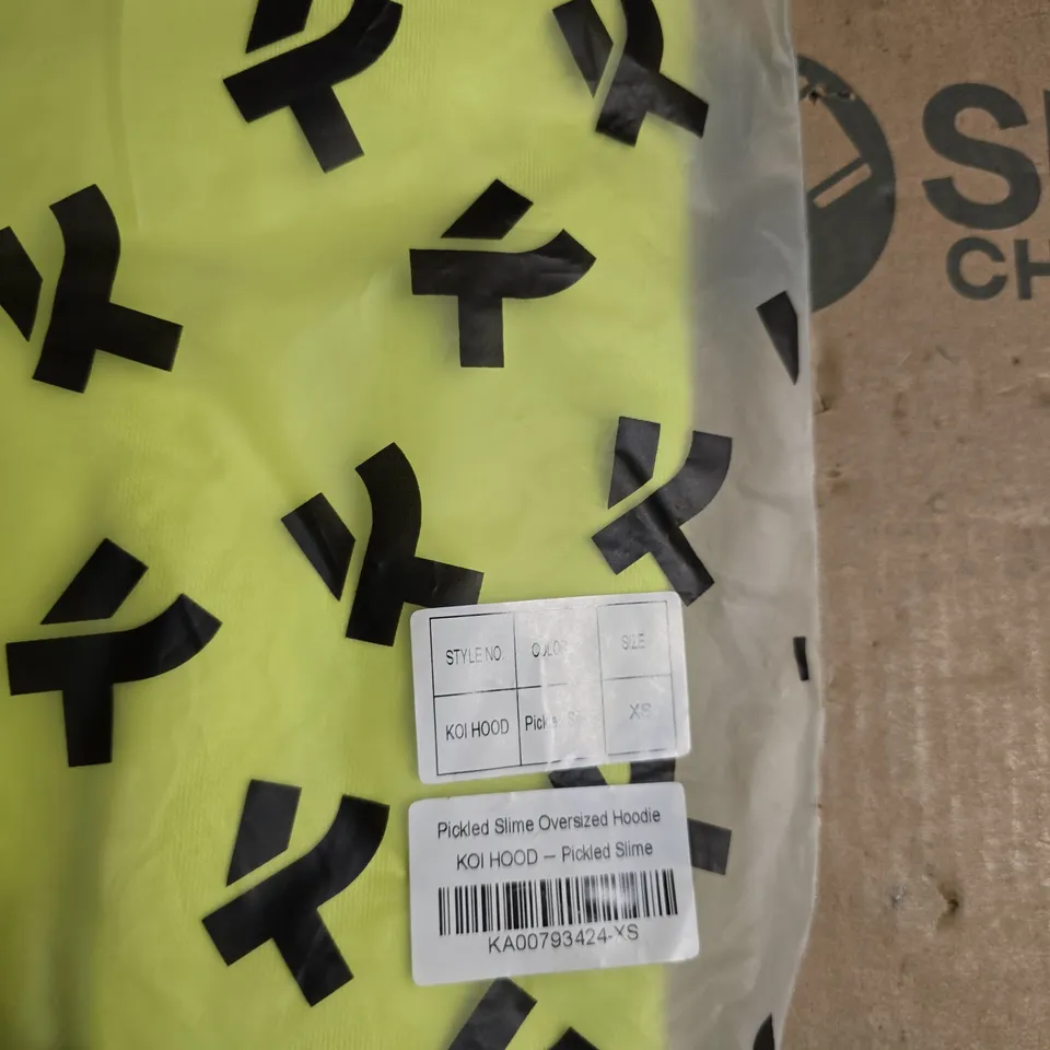 BOX OF APPROXIMATELY 10 KOI PICKLED SLIME OVERSIZED HOODIES - SIZE XS 
