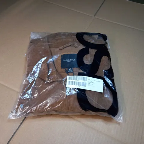 PACKAGED TAN BRAVE SOUL CORD ZIPPED JACKET - XL