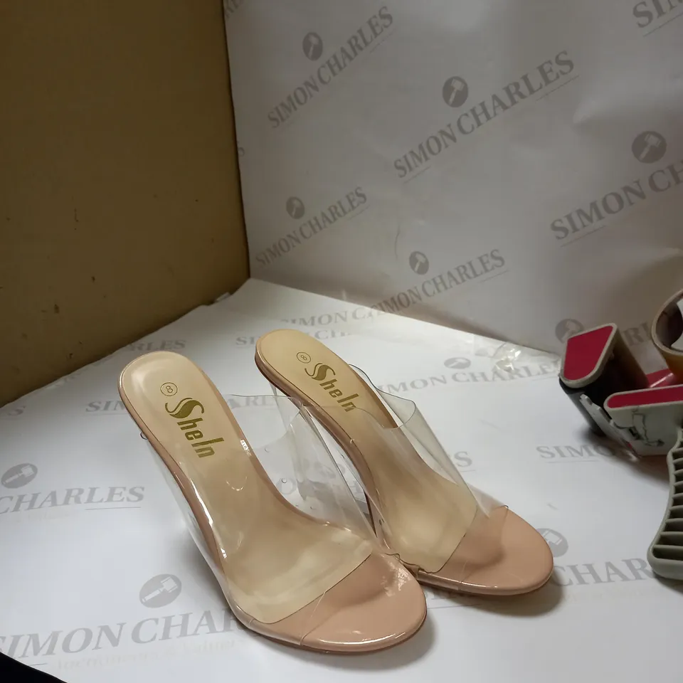 SHEIN CLEAR BLOCK BEIGE HEELS SIZE- 8