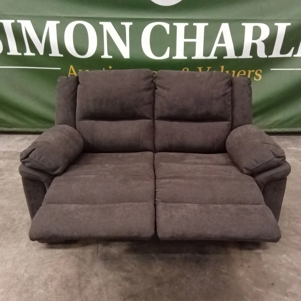 ALBION FABRIC 2 SEATER HIGH BACK MANUAL RECLINER SOFA - CHARCOAL RRP £579