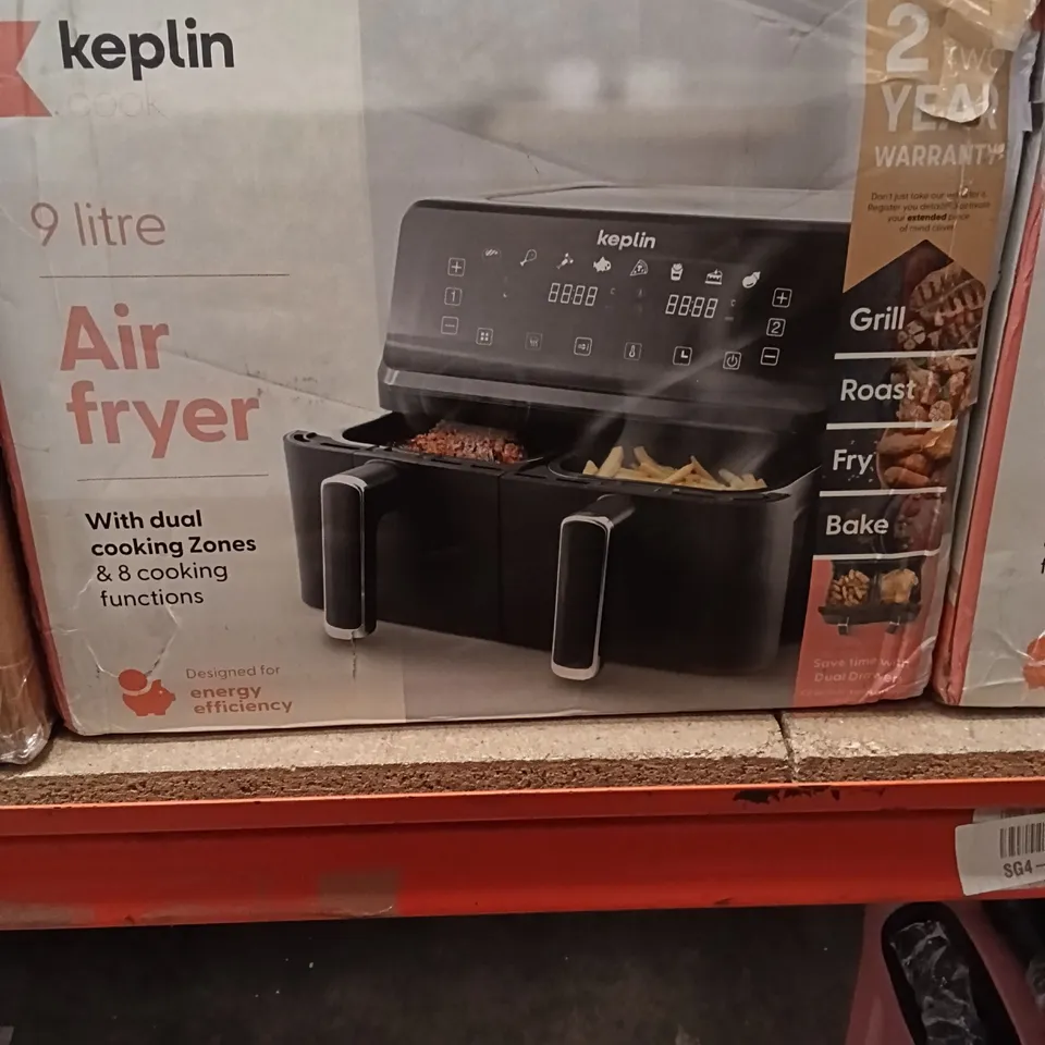 BOXED KEPLIN AIR FRYER WITH DUAL COOKING ZONES 9 LITRE BLACK COLOUR 