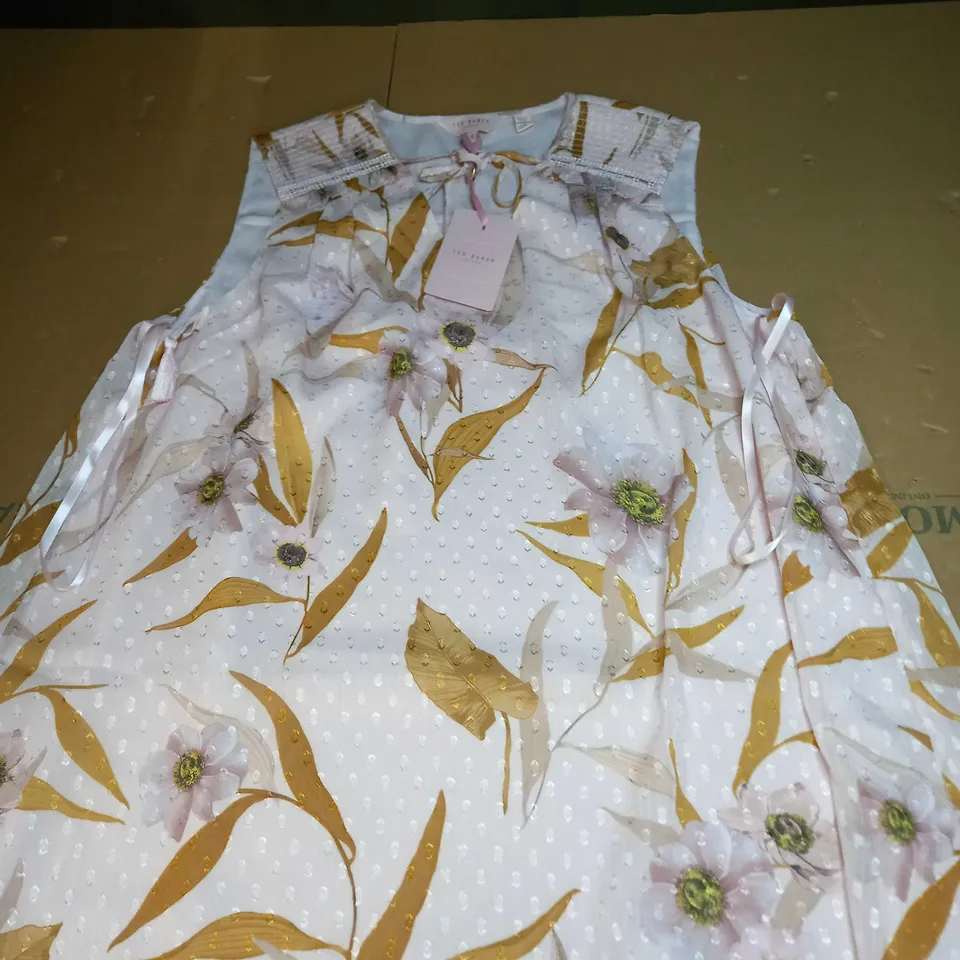 TED BAKER CABANA SMOCKED SLEEVELESS TOP SIZE 4