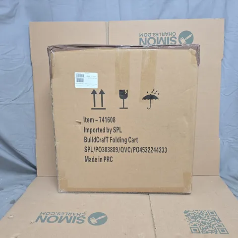 BUILDCRAFT FOLDING 35KG CAPACITY PLASTIC CART WITH WHEELS AND LID