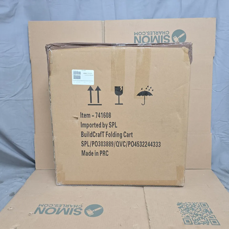 BUILDCRAFT FOLDING 35KG CAPACITY PLASTIC CART WITH WHEELS AND LID