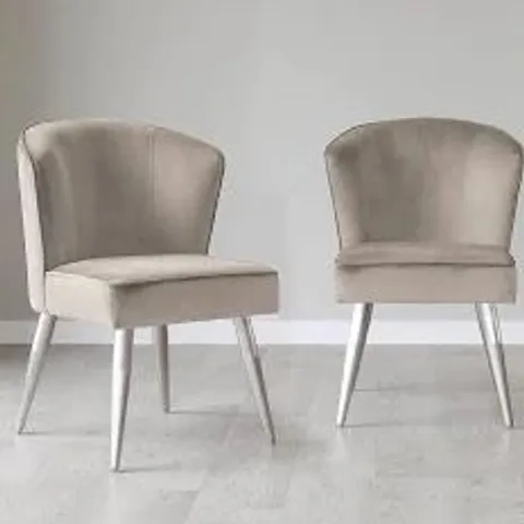 BOXED DANETTI MELLOW BRUSHED STAINLESS STEEL DINING CHAIR - LIGHT GREY DUROSOFT TOUCH FAUX LEATHER (2 BOXES)