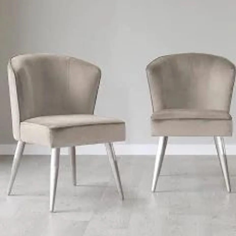 BOXED DANETTI MELLOW BRUSHED STAINLESS STEEL DINING CHAIR - LIGHT GREY DUROSOFT TOUCH FAUX LEATHER (2 BOXES)