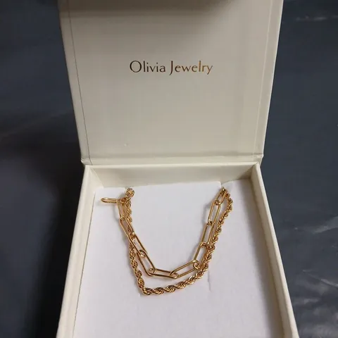 BOXED OLIVIA JEWELLERY 2-CHAIN GOLD TONE NECKLACE