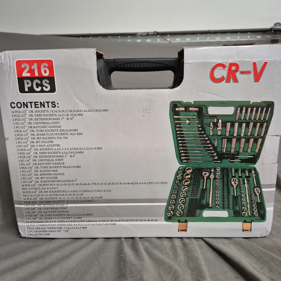 CR-V 216-PIECE SOCKET SET IN GREEN CARRY CASE – 1/2" DRIVE