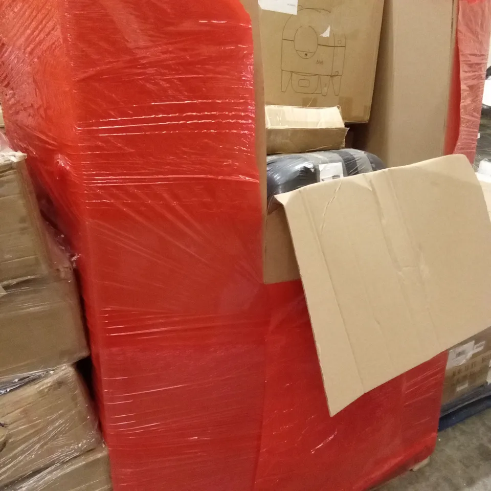 PALLET OF ASSORTED HOUSEHOLD GOODS AND PRODUCTS TO INCLUDE; DINNERWARE SET, PLANTER, SUITCASE, CAT LITTER BOX ETC