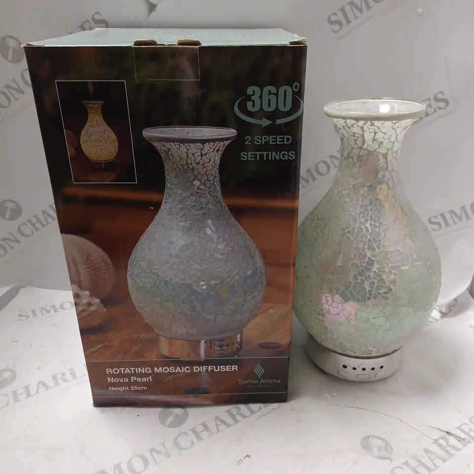 BOXED SENSE AROMA ROTATING MOSAIC DIFFUSER IN PEARL - 25CM 