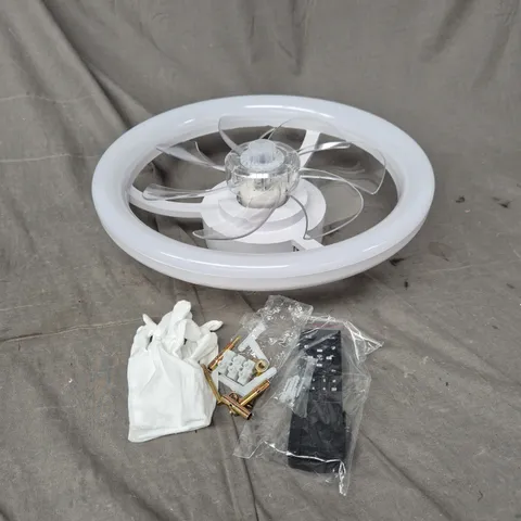 WHITE CIRCULAR REMOTE CONTROL LED CEILING LIGHT WITH FAN
