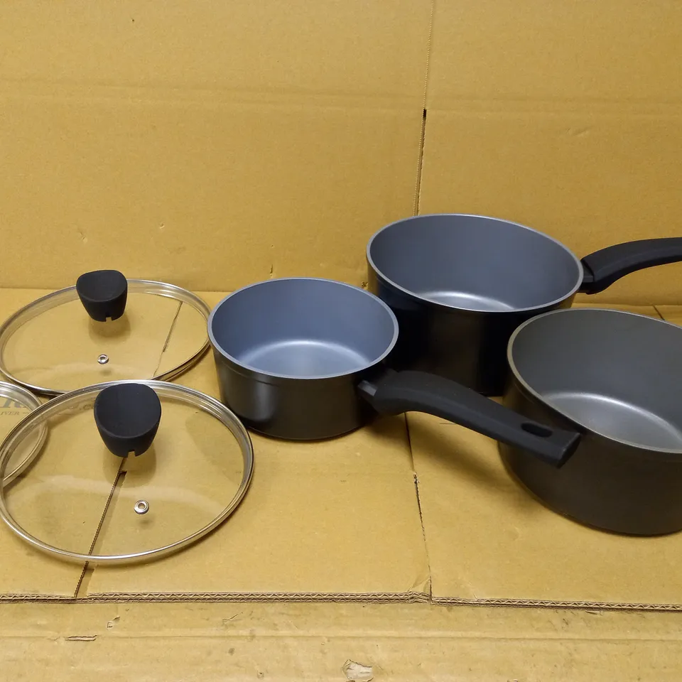 RUSSELL HOBBS PEARLISED 3 PIECE PAN SET 