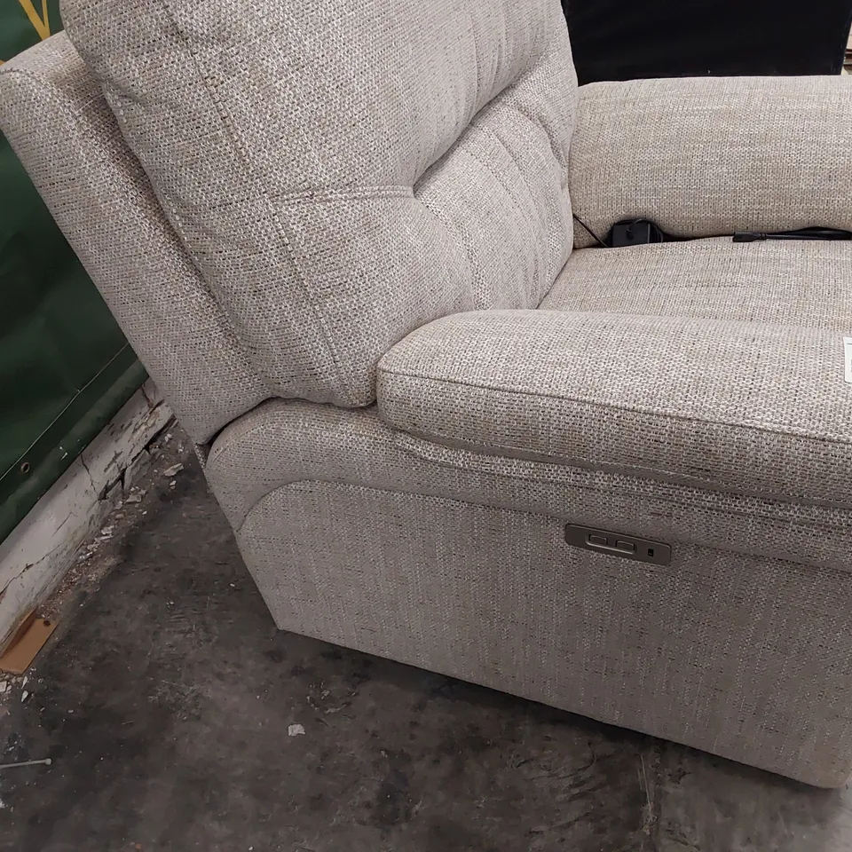 QUALITY BRITISH DESIGNER G PLAN SEATTLE POWER RECLINING EASY CHAIR SEA STONE FABRIC 