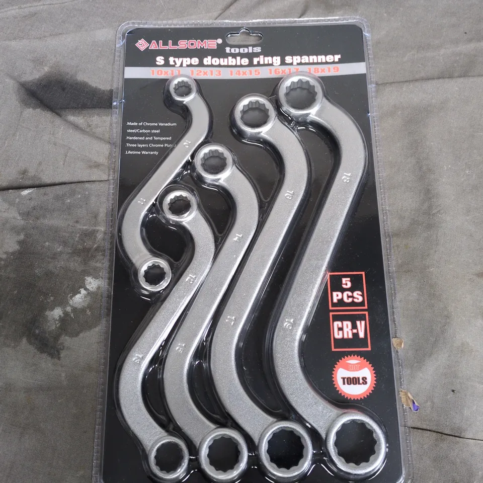 ALLSOME S-TYPE DOUBLE RING SPANNER SET, 5 PCS, CHROME VANADIUM (CR-V)