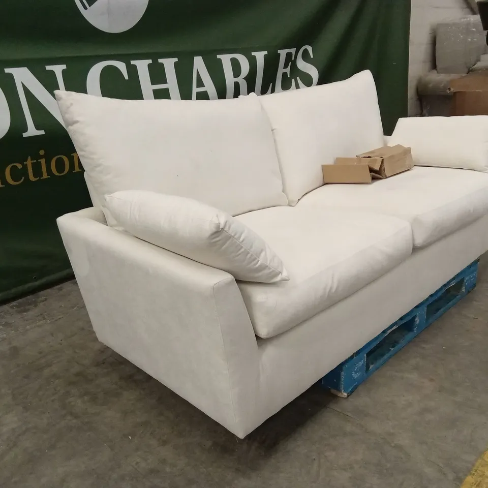 LANGDON 3 SEATER SOFA, CREAM HOUSE PLUSH FABRIC