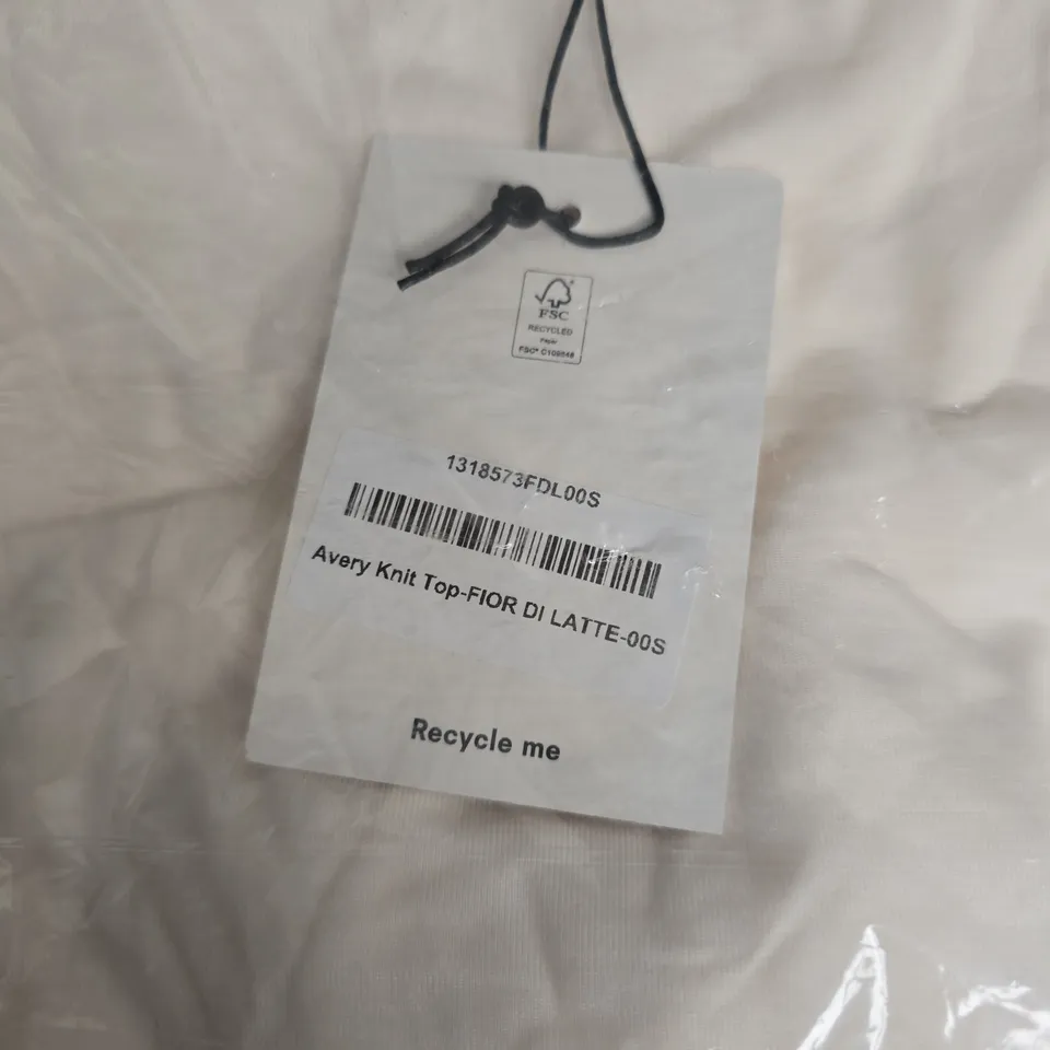 BAGGED REFORMATION AVERY KNIT TOP – FIOR DI LATTE, SIZE SMALL