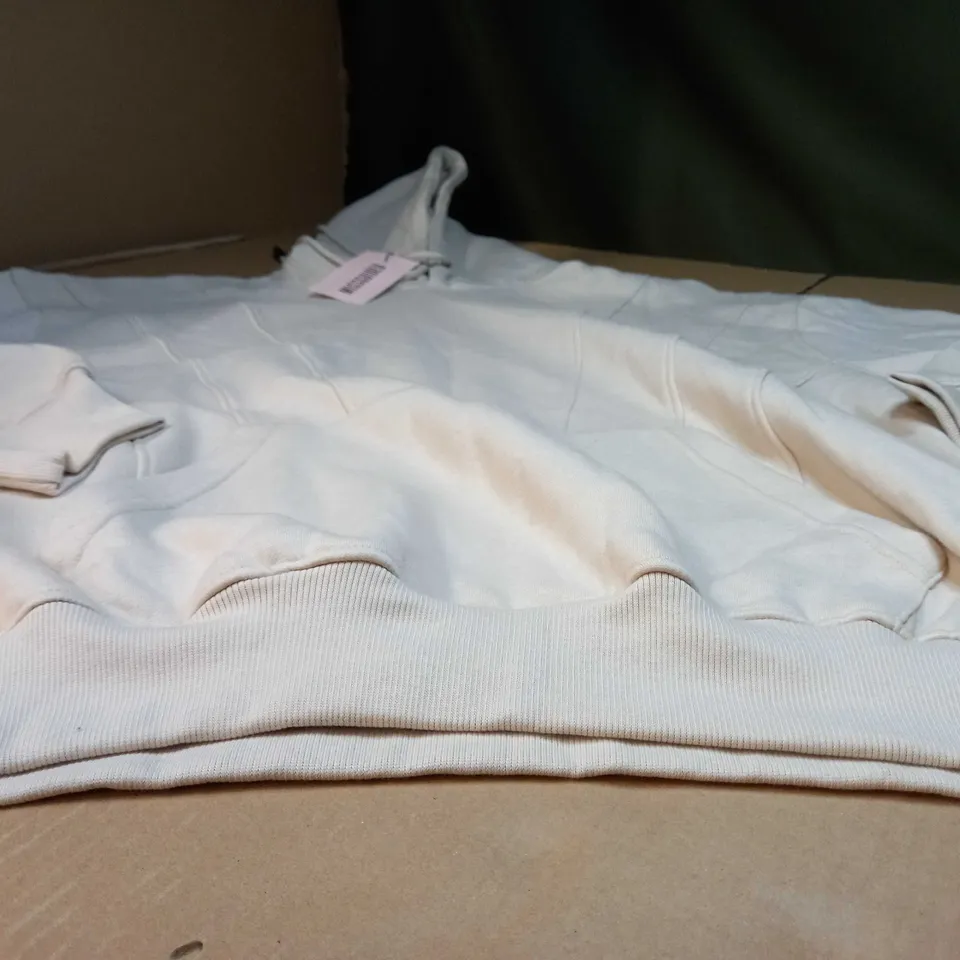 MISSGUIDED NUDE SEAM DETAIL RIBBED HEM OVERSIZED HOODIE - SIZE 6